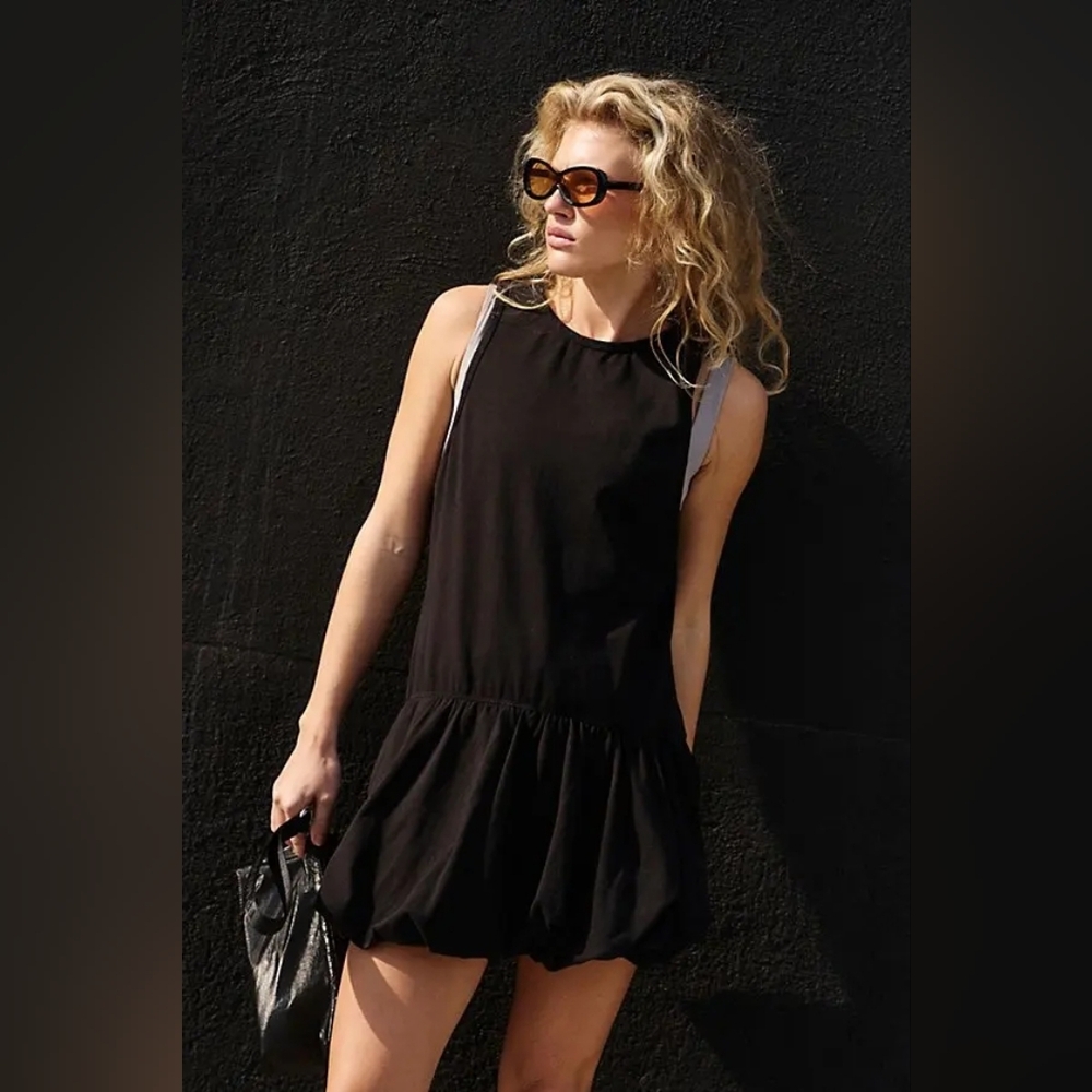 Free People Hot Shot Bubble Dress/top Size Small Black